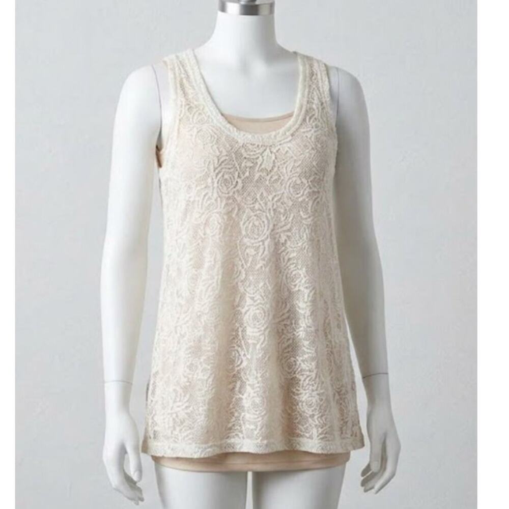 6397 Cream Sheer Floral Embroidered Top, Size M, Cover-Up.